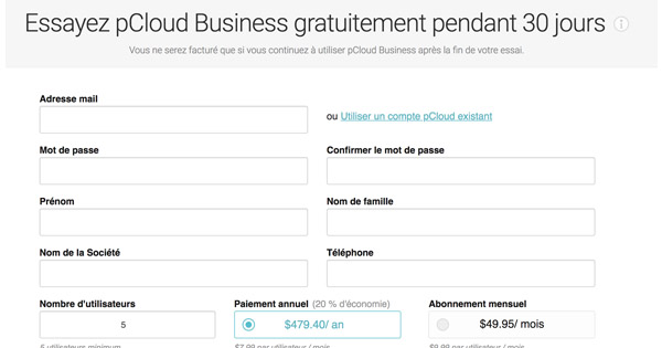 Stockage en ligne business entreprise