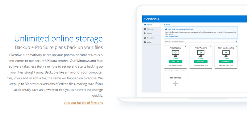 Stockage Livedrive